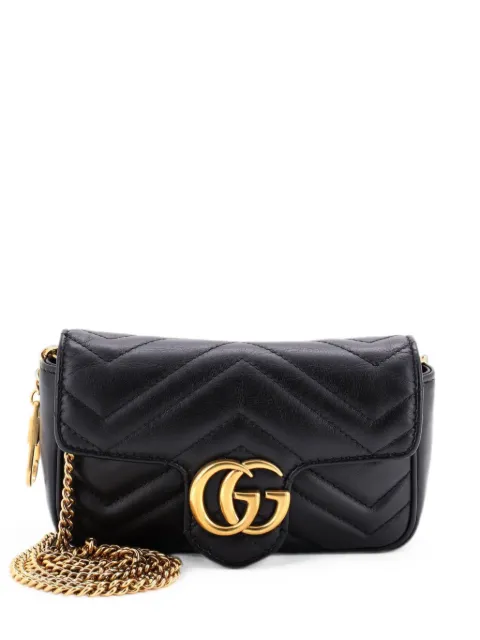 Gucci Pre-Owned GG Marmont Flap Bag Matelasse Leather Super Mini crossbody bag Black 0JDN46LKP8RV2WC5