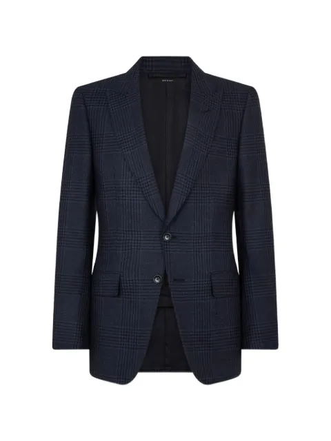 TOM FORD Prince of Wales check single-breasted jacket Blue JLYP03W0149