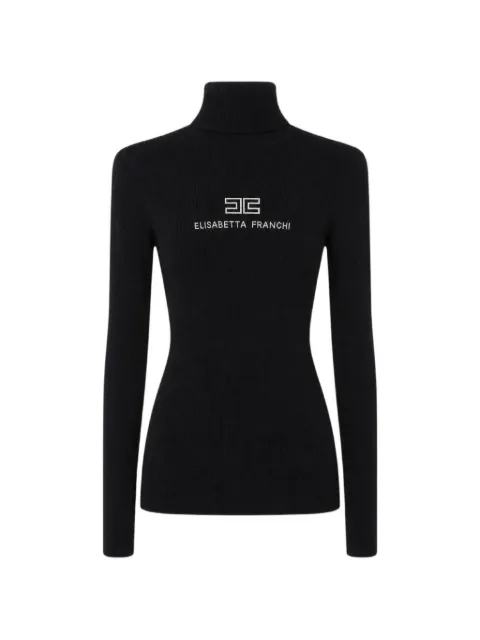 Elisabetta Franchi logo-embroidered roll-neck sweater Black MK18B66E2