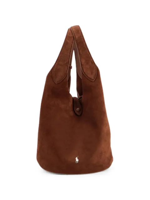 Polo Ralph Lauren logo-embroidered suede shoulder bag Brown 428972996009