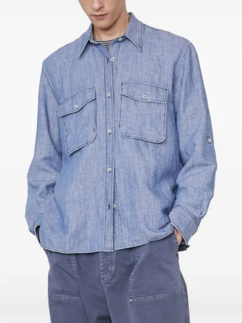 Officine Generale button-up chest-pocket shirt Blue W26MSHI005PRE