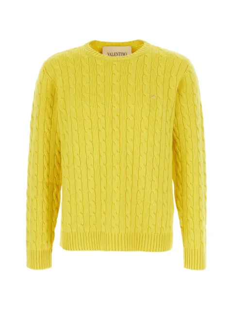 Valentino Garavani VLogo cable-knit sweater Yellow VKC38ZBLJ