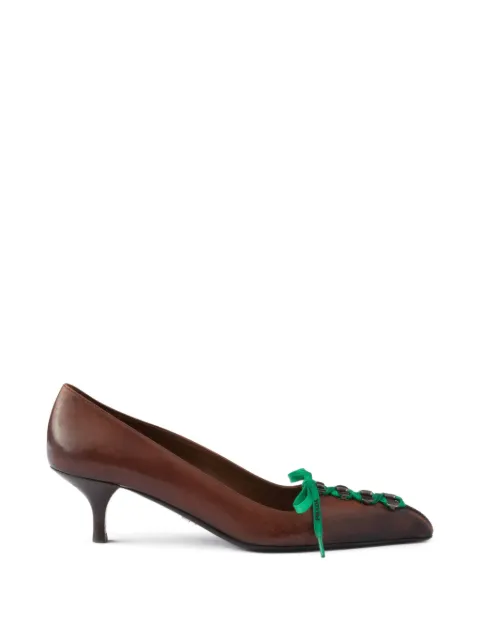 Prada lace-up pointed-toe pumps Brown 1I612OFA055V69