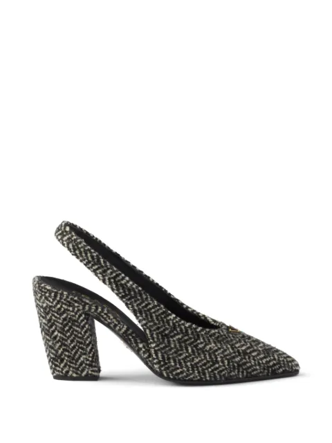 Prada Decollete chevron slingback pumps Black 1I693OF08517WT