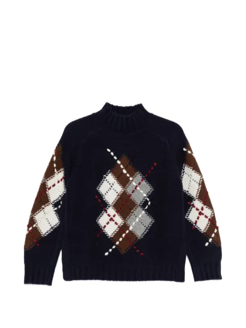 ERMANNO FIRENZE argyle-knit high-neck knit Blue D49EM002E56