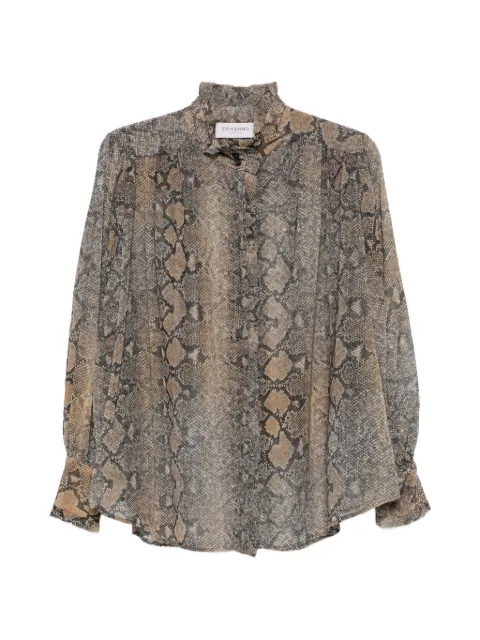 ERMANNO FIRENZE snake-print ruffled shirt Neutrals D49EK032EB5