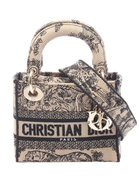 Christian Dior Pre-Owned 2000-2026 Mini Embroidered Canvas Toile De Jouy Lady D Lite satchel Neutrals EUIX31GPSNLZ0R4R