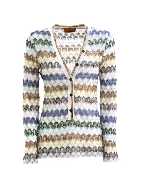 Missoni zigzag-knit V-neck sweater White DS26WN0UBR015P