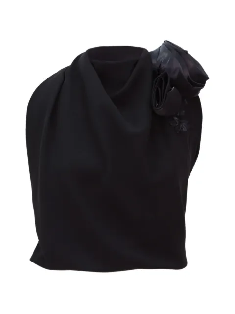 Gemy Maalouf floral-appliqué draped top Black LPPF247308T
