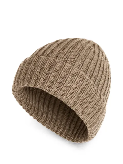 Malo ribbed-knit cashmere beanie hat Neutrals XTT047F1A02