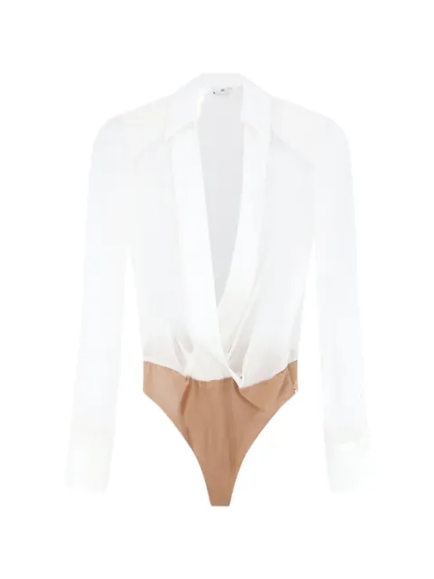 Elisabetta Franchi surplice-neck long-sleeved bodysuit White CB00866E2