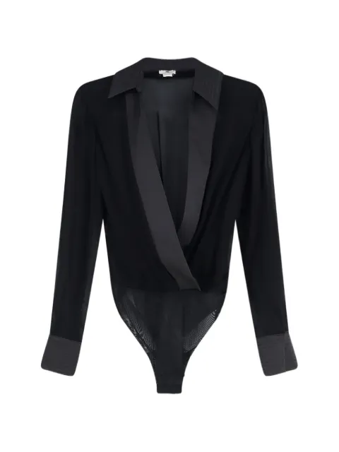Elisabetta Franchi wrap-style long-sleeved bodysuit Black CB00866E2