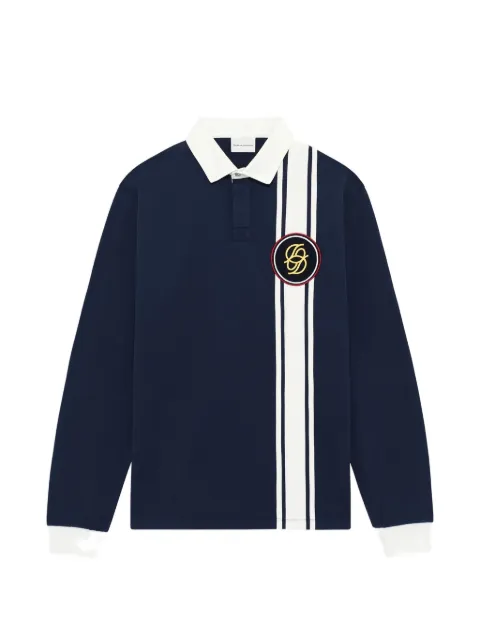 Drôle De Monsieur logo-patch long-sleeve polo shirt Blue LPL181CO248