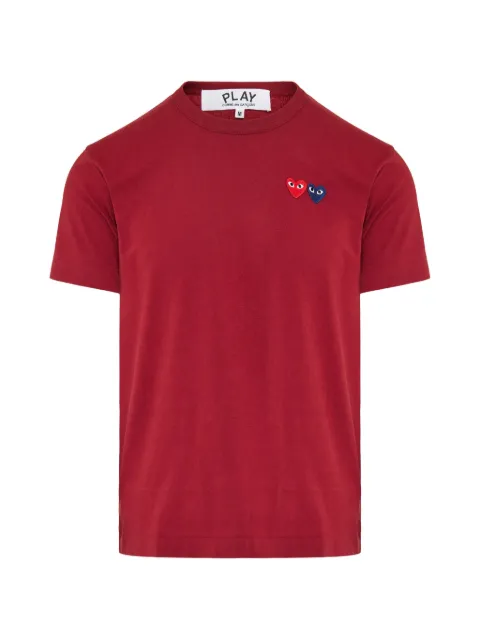 Comme Des Garçons Play Play double heart-patch T-shirt Red DAXT22605