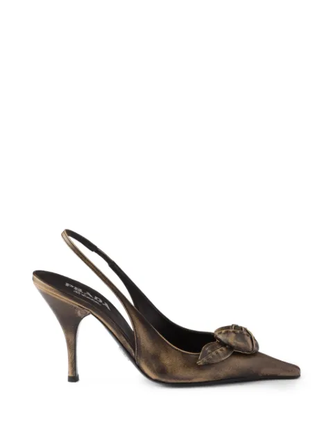Prada leather slingback pumps Brown 1I713OF095P70