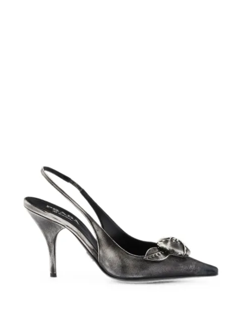 Prada leather slingback pumps Black 1I713OF095P70