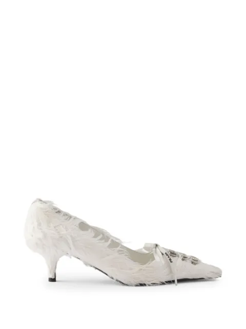 Prada feather-embellished satin pumps White 1I615OFA055C1Q