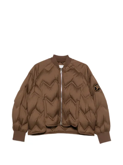 ERMANNO FIRENZE chevron-quilted logo-patch jacket Brown D49EA005EX0