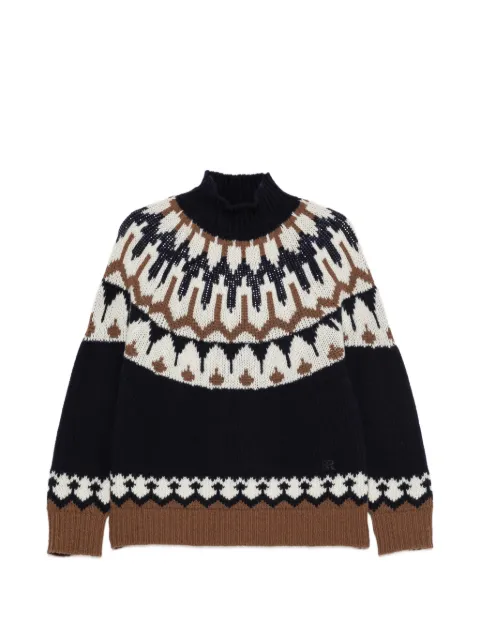 ERMANNO FIRENZE Fair Isle-knit wool sweater Blue D49EM043E81