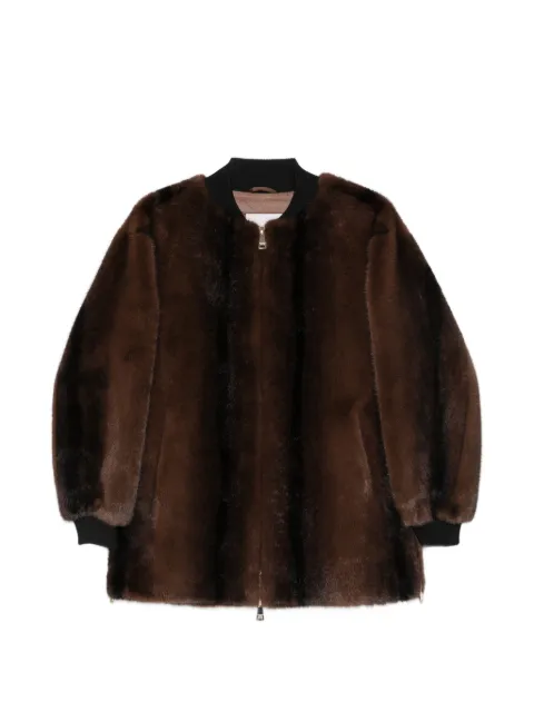 ERMANNO FIRENZE faux-fur zip-up jacket Brown D49ED064E95