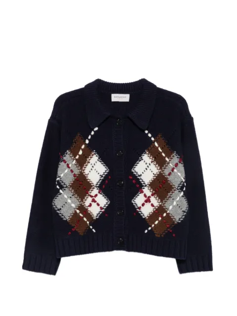 ERMANNO FIRENZE argyle-knit collared cardigan Blue D49EN037E56
