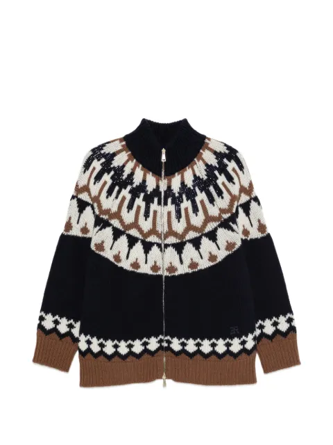 ERMANNO FIRENZE sequin-embellished jacquard-knit cardigan Blue D49EN035E81