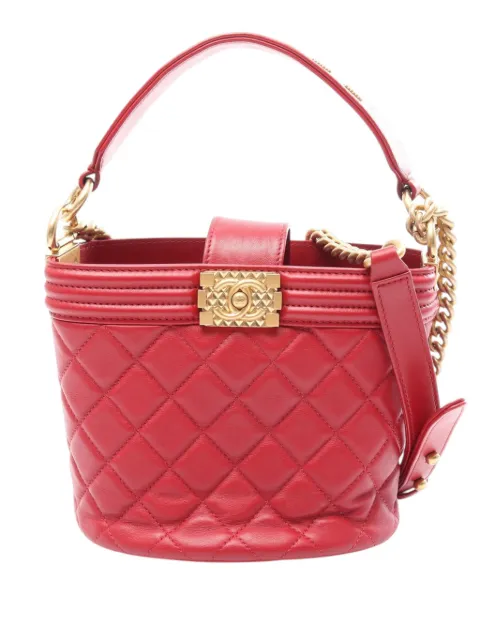 CHANEL Pre-Owned 2020 Calfskin Boy bucket bag Red BHX1UD9LPPR35QTI