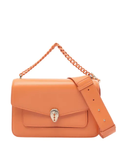 Bvlgari Pre-Owned 2010-2026 Leather Serpenti Forever Maxi Chain Top Handle Bag satchel Orange B5H50NIQIIOA6TVB