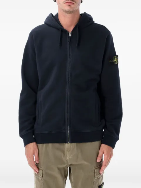Stone Island Compass-patch zip-up hoodie Blue L2S156100067S0A20