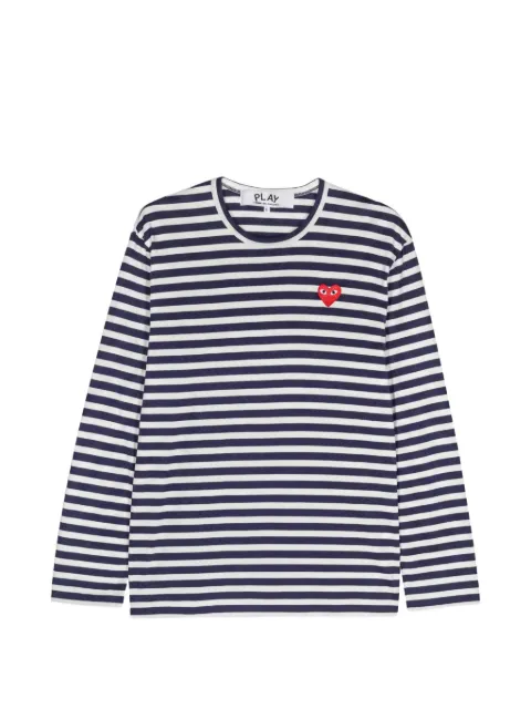 Comme Des Garçons Play heart-patch striped T-shirt Blue AXT010