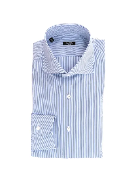 Barba vertical-stripe spread-collar shirt Blue I1U13P0157084U