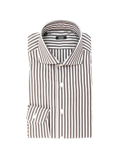 Barba striped-pattern spread-collar shirt Brown I1U13P0157114U