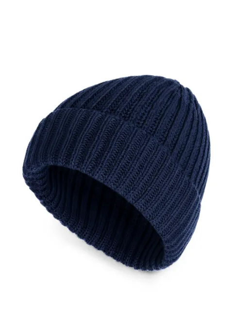 Malo ribbed-knit cashmere beanie hat Blue XTT047F1A02