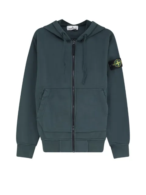 Stone Island logo-patch zip-up hoodie Green L2S156100061S0051