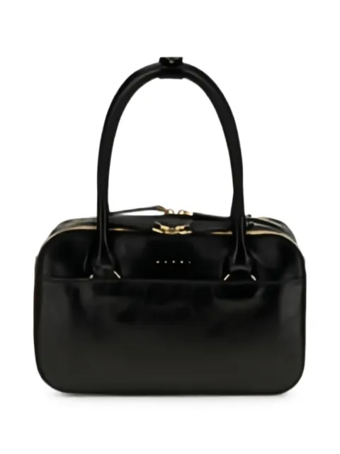 Marni Boxyne leather tote bag Black BMMP0186U0P9294