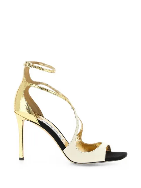 Jimmy Choo Azia heeled sandals Gold AZIA95BRHBLACKLATTEGOLD