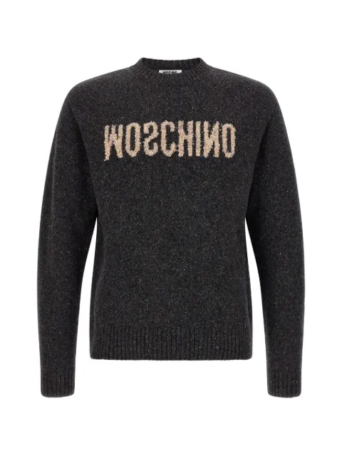 Moschino mirrored logo bouclé-embroidered sweater Grey A090152031500