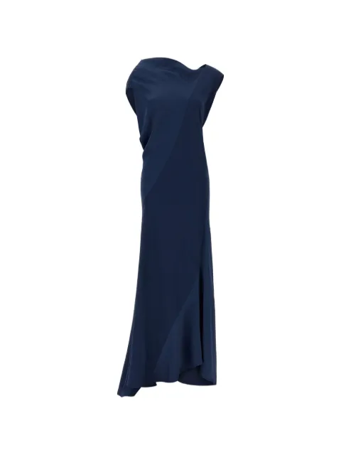 Alberta Ferretti asymmetrical draped midi dress Blue A042166270342