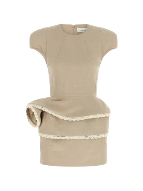 Magda Butrym rosette-detail lace-trimmed mini dress Neutrals 328726
