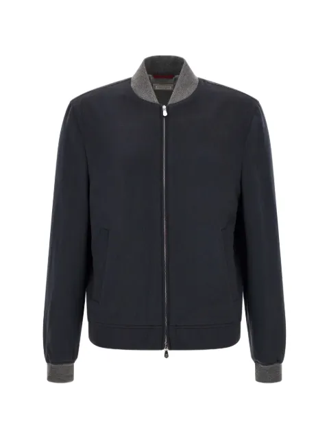 Brunello Cucinelli cashmere zip-up bomber jacket Blue MV4216550CZ170