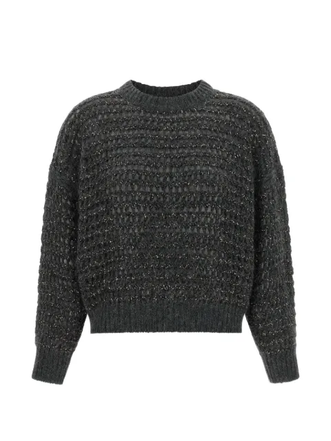 Brunello Cucinelli sequin-embellished open-mesh sweater Grey MGO378800CUC63