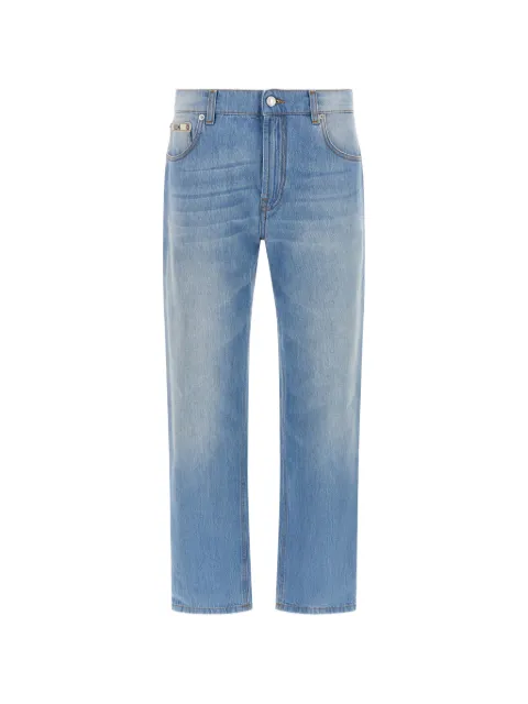 Moschino logo-patch straight-leg jeans Blue A03085538