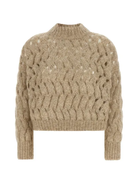 Brunello Cucinelli Dazzling Waves openwork sweater Neutrals MNT347514CMG59