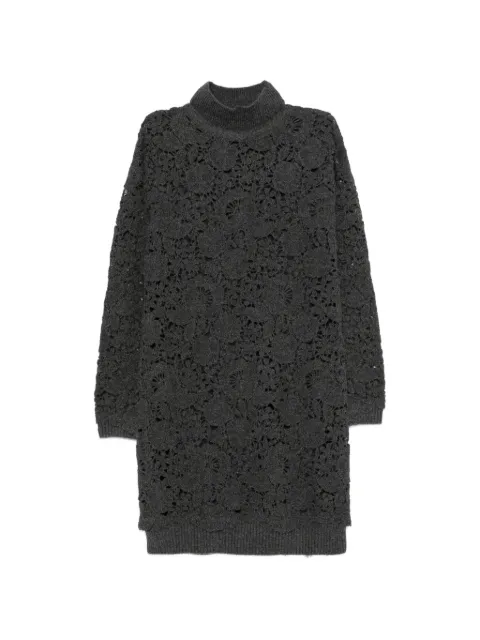 Ermanno Scervino lace-knit roll-neck midi dress Grey D49EQ002E58