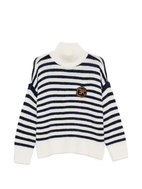 ERMANNO FIRENZE striped logo-patch sweater White D49EM052APE59