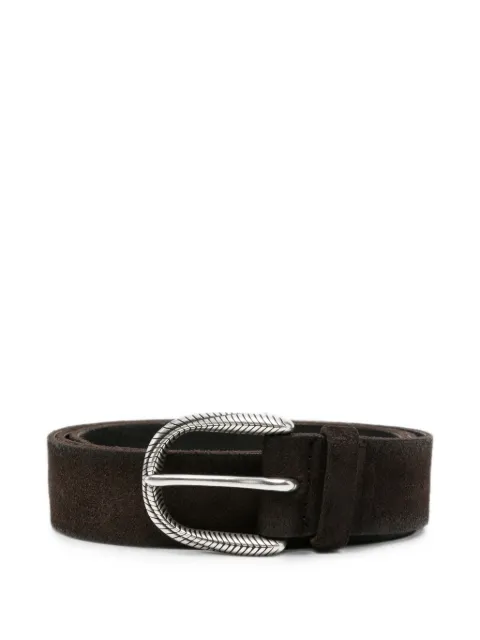 Orciani engraved-buckle suede belt Brown U08363