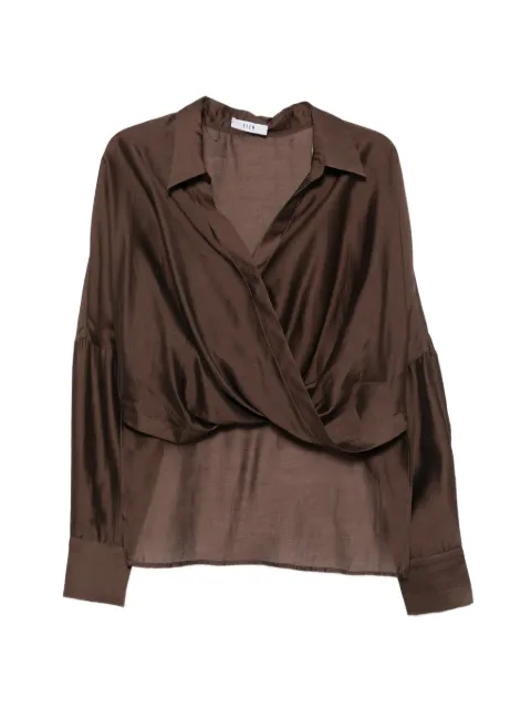 Eleh wrap-front long-sleeved shirt Brown EFW260227