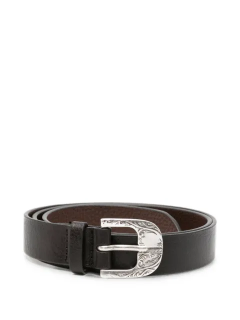 Orciani engraved-buckle leather belt Brown D10520