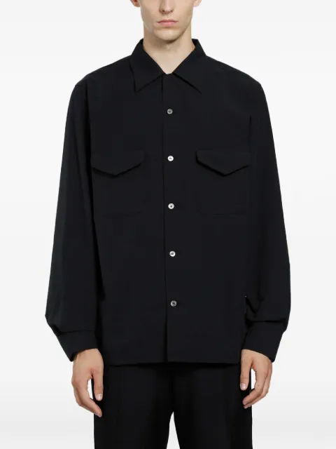 TAIGA TAKAHASHI Lot.101 open-collar shirt Black TT26AW101