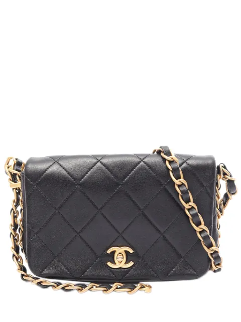 CHANEL Pre-Owned 2021-2026 CC Quilted Lambskin Single Flap shoulder bag Black DTEEU8U0AFKNEH4J